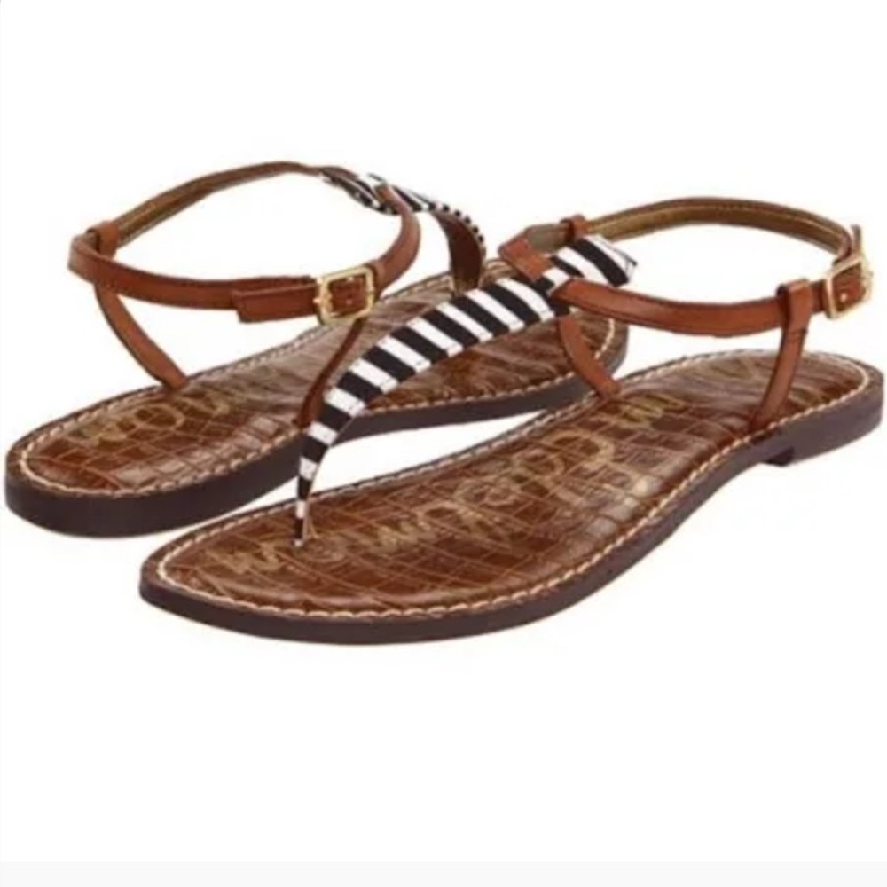 Sam Edelman Striped T-Strap Thong Sandals